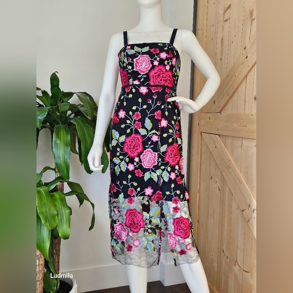 SAM EDELMAN size 0 Floral Embroidered‎ Women's Midi Dress - Picture 1 of 10